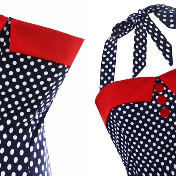 Summer Polka Dot Pin Up Halter Top - Picture 3 of 7